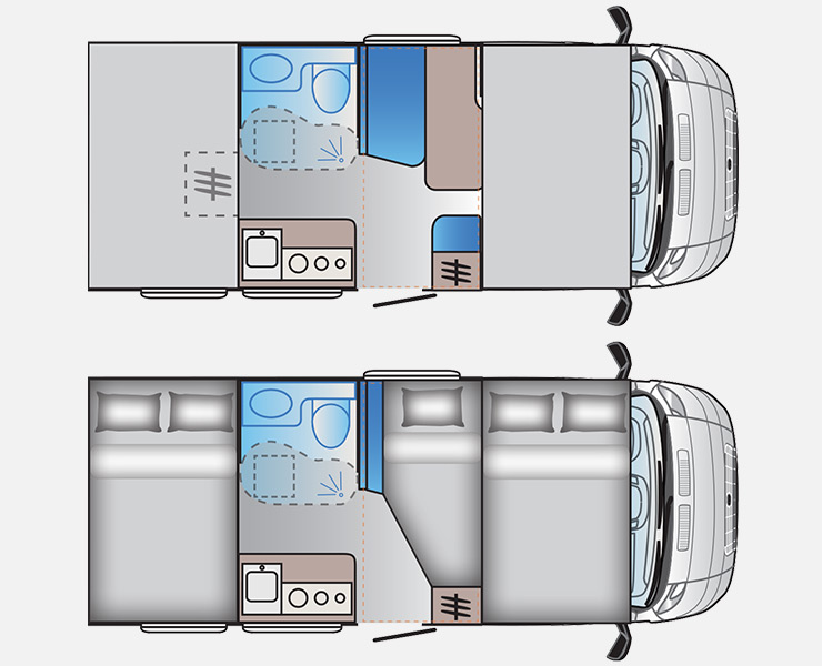 Notranja razporeditev avtodoma Adria A-Series A60 SP